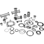 Prefabricated piping, stainless steel pipe fittings, flanges, sight glasses, manholes, cleaning balls, butterfly valves, ball valves, diaphragm valves, union joints, flexible couplings, connectors, and clamps.