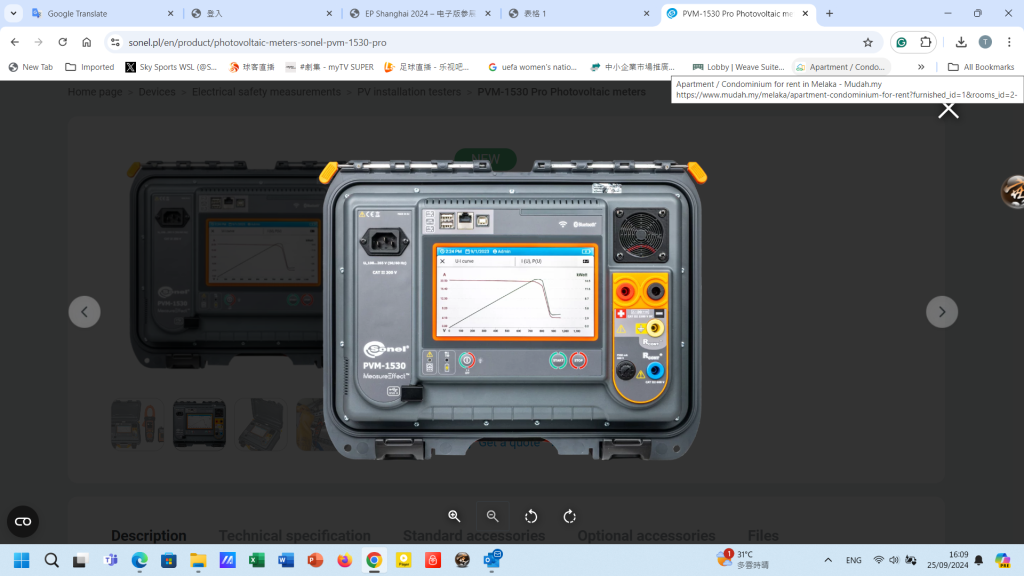 PHOTOVOLTAIC INSTALLATION TEST KIT PV-1530 PRO PV