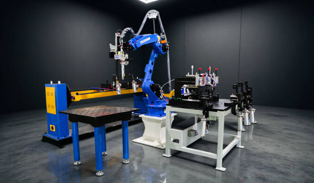 LASER WELDING WORKSTATION FOR INTEGRATED PRIMARY-SECONDARY POLE-MOUNTED CIRCUIT BREAKERS