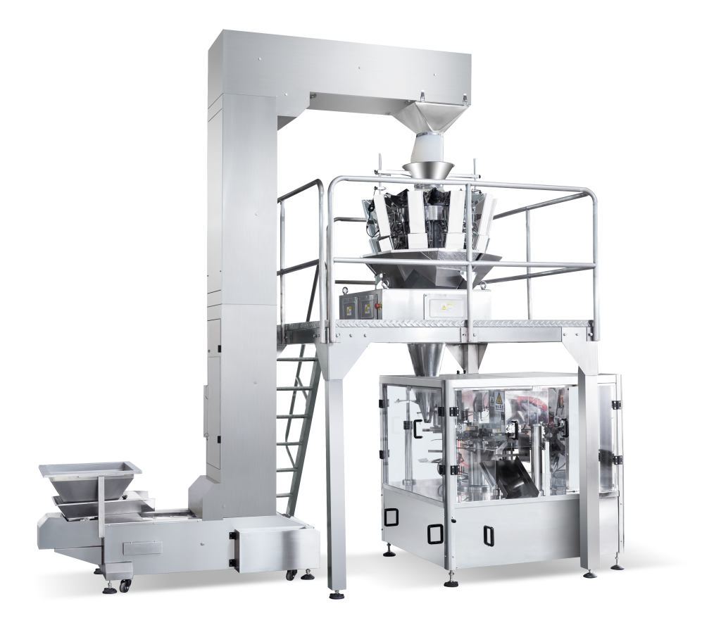 Fully automatic bag‑feeding granule weighing and packaging machine