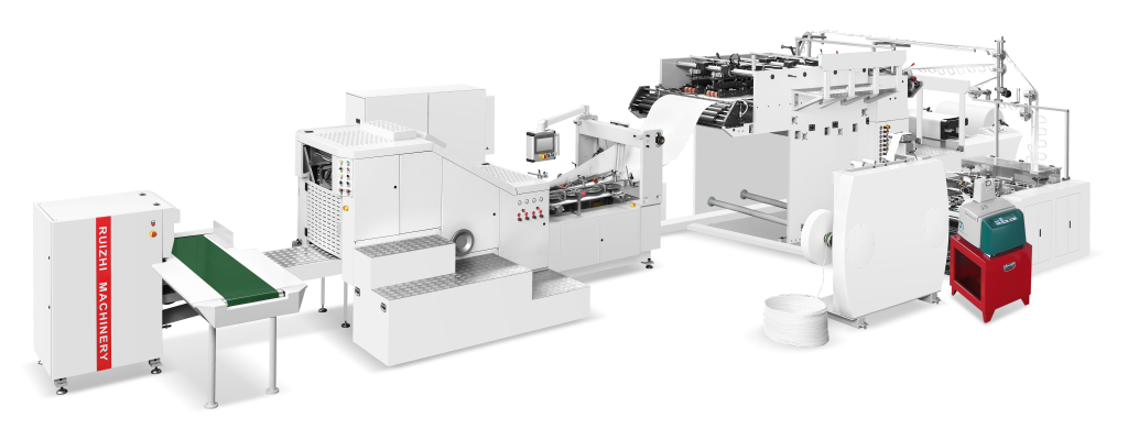 FULLY AUTOMATIC SQUARE BOTTOM PAPER BAG MACHINE WITH HANDLE INLINE