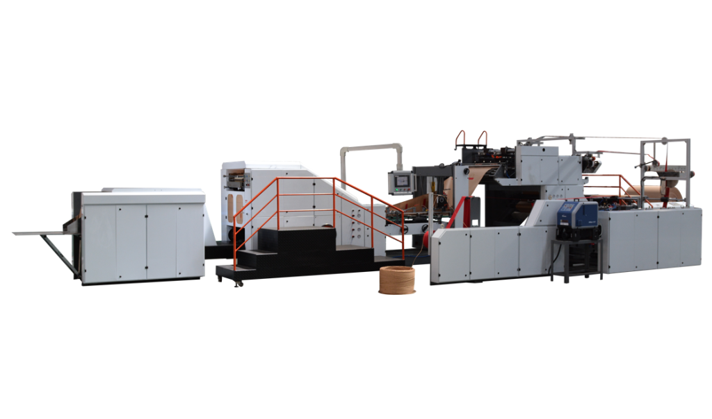 AUTOMATIC PAPER BAG MACHINES_WITH FLAT HANDLES OVERFOLDED OR UPRIGHT