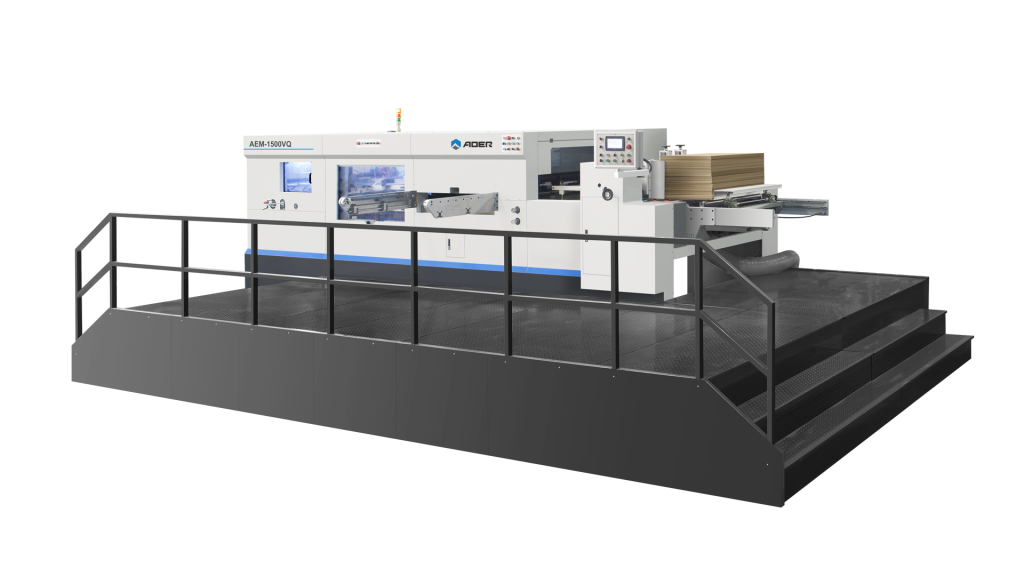 AEM-1500VQ LEAD EDGE FLAT-BED DIE CUTTING MACHINE WITH WASTE STRIPPING