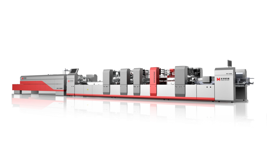 AUTOMATIC HIGH SPEED FOLDING AND GLUING MACHINE