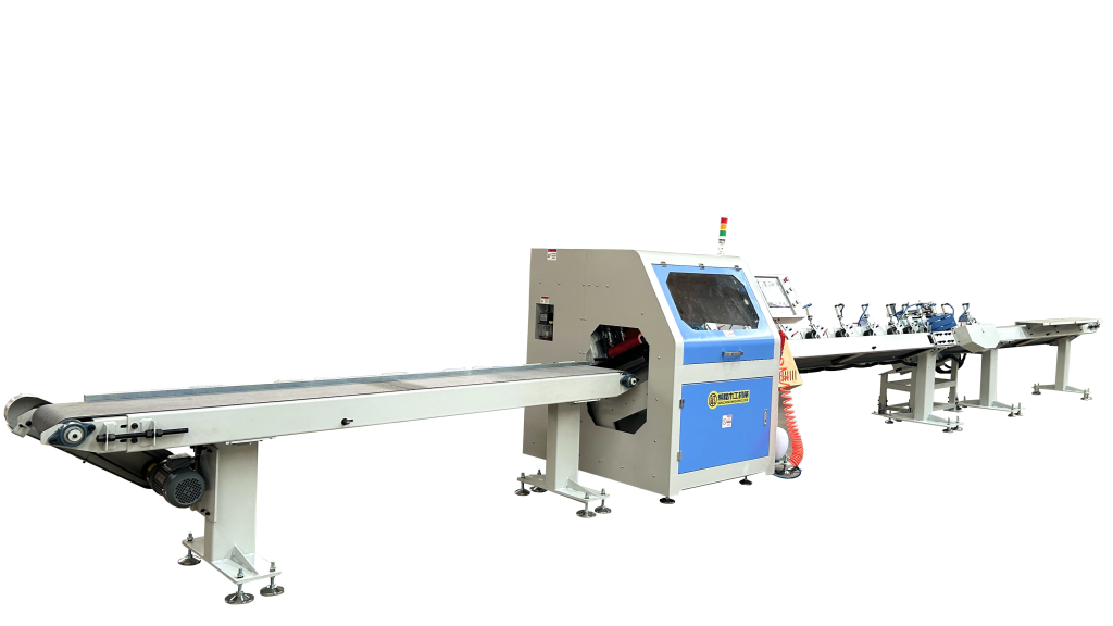 AUTOMATIC OPTIMIZING CROSS CUT SAW