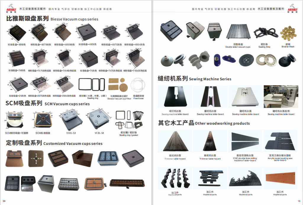 SAWING TABLE, AIR FLOATING TABLE PANEL, SIX SIDED DRILLING TABLE, MACHINING CENTER TABLE, ACCESSORIES AND APPLICATIONS, EDGE BANDING MACHINE ACCESSORI